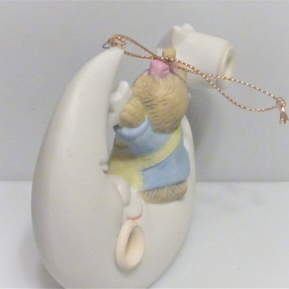 Nobel Ball BEAR MOON Christmas Ornament Light Up Hand Painted Vintage Teddy Bear - Picture 4 of 7